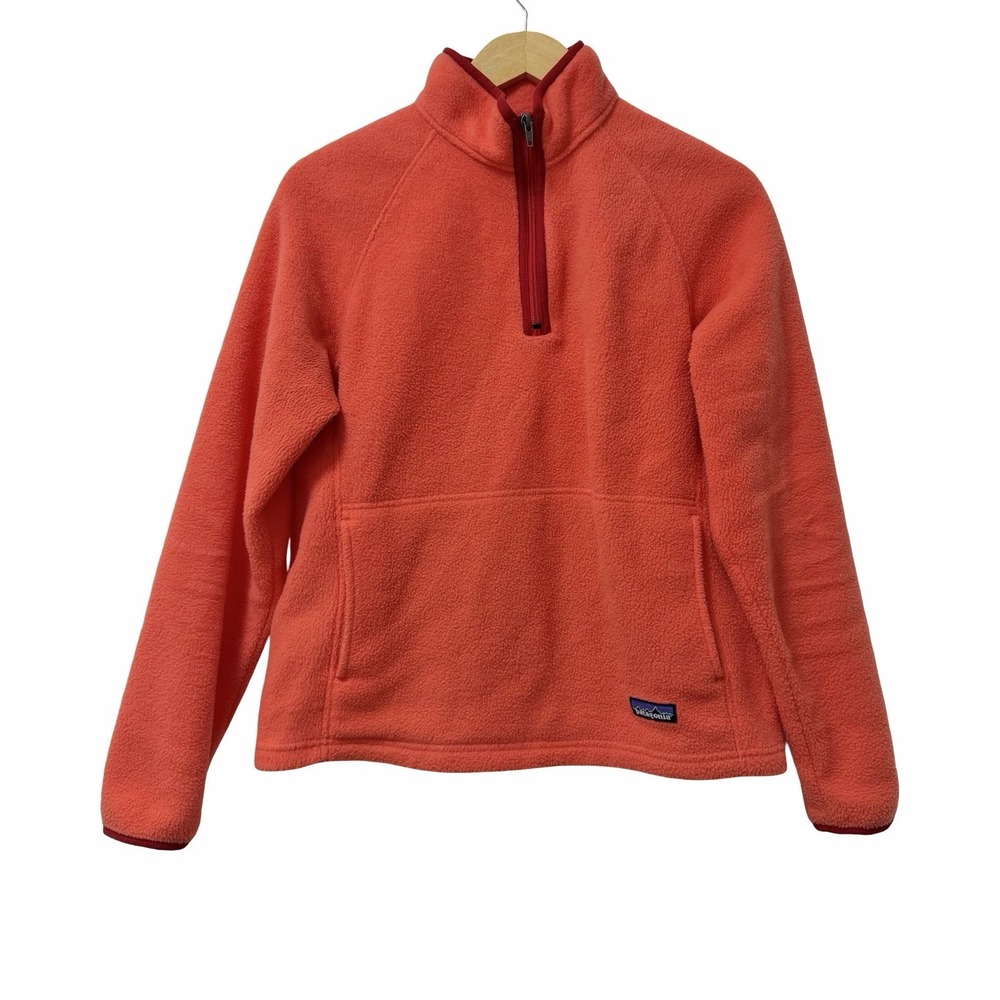 Vintage Pataginia Womens Synchilla 1/4 Zip Pullover Sweater Size M Coral Orange